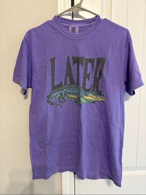 Comfort Colors Purple Graphic Tee with Alligator 'LATER' Print